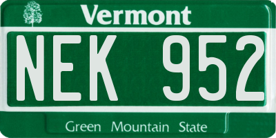 VT license plate NEK952