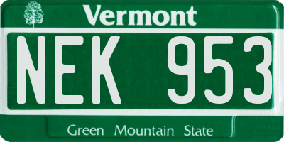 VT license plate NEK953