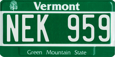 VT license plate NEK959