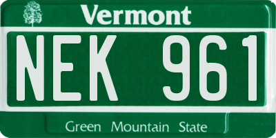 VT license plate NEK961