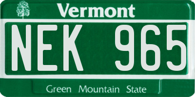 VT license plate NEK965