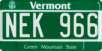 VT license plate NEK966