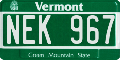VT license plate NEK967