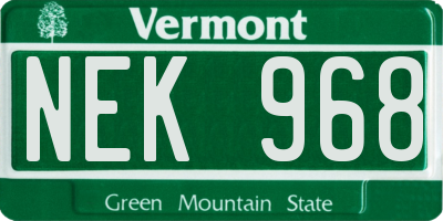 VT license plate NEK968