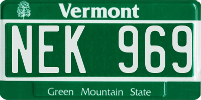 VT license plate NEK969