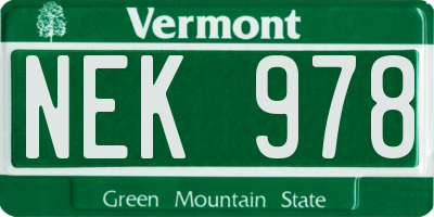 VT license plate NEK978
