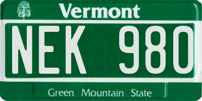 VT license plate NEK980