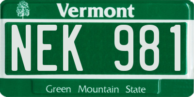 VT license plate NEK981