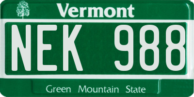 VT license plate NEK988