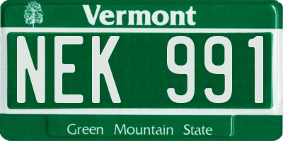 VT license plate NEK991