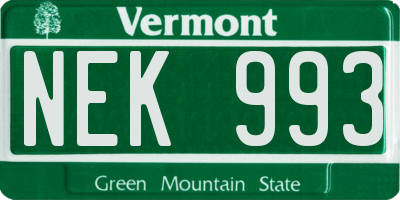 VT license plate NEK993