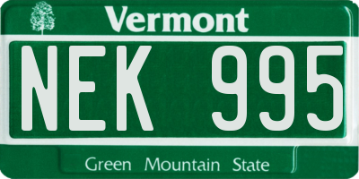 VT license plate NEK995