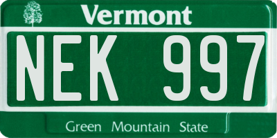 VT license plate NEK997