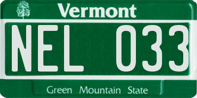 VT license plate NEL033