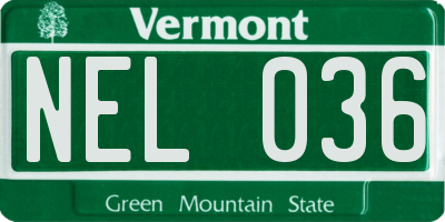 VT license plate NEL036
