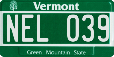 VT license plate NEL039