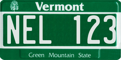 VT license plate NEL123