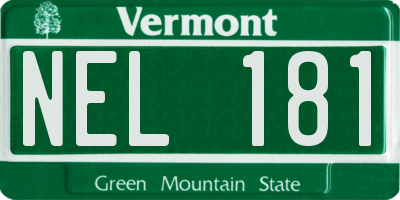 VT license plate NEL181