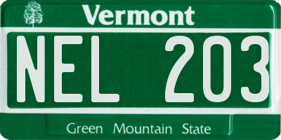 VT license plate NEL203