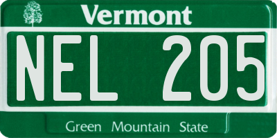 VT license plate NEL205