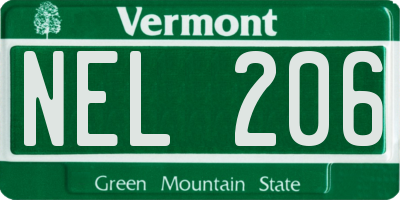 VT license plate NEL206