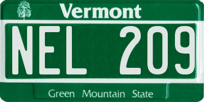 VT license plate NEL209