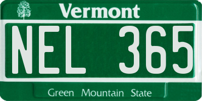 VT license plate NEL365
