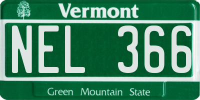 VT license plate NEL366