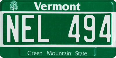 VT license plate NEL494