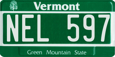 VT license plate NEL597