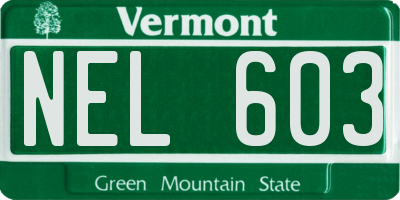 VT license plate NEL603