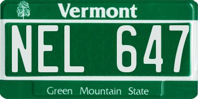 VT license plate NEL647