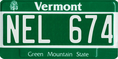 VT license plate NEL674