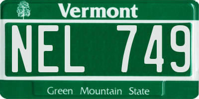 VT license plate NEL749