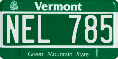 VT license plate NEL785