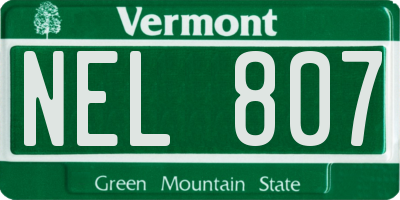 VT license plate NEL807