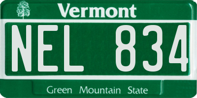 VT license plate NEL834