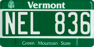 VT license plate NEL836