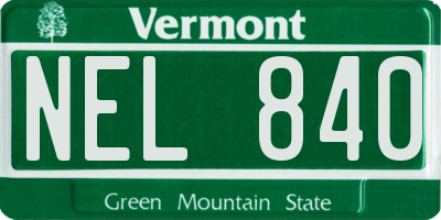 VT license plate NEL840