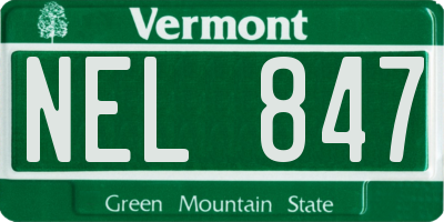 VT license plate NEL847