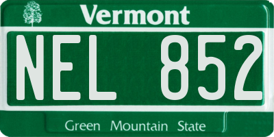 VT license plate NEL852