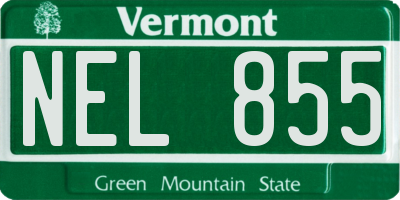 VT license plate NEL855