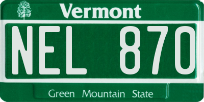 VT license plate NEL870