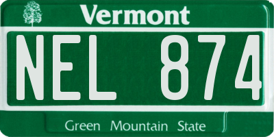 VT license plate NEL874