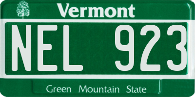 VT license plate NEL923