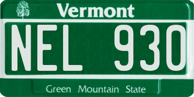 VT license plate NEL930