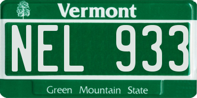 VT license plate NEL933