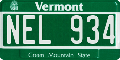 VT license plate NEL934