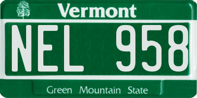 VT license plate NEL958