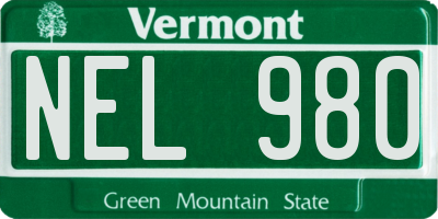 VT license plate NEL980
